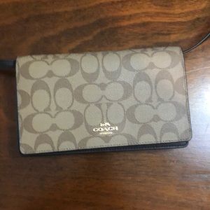 Coach Pebbled Leather Fold-Over Clutch Crossbody